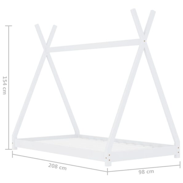 vidaXL Detský posteľný rám biely 90x200 cm borovicový masív – Obrázok 7