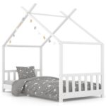 vidaXL Detský posteľný rám biely 90x200 cm borovicový masív – Obrázok 2