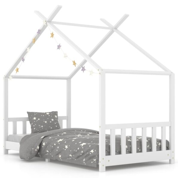 vidaXL Detský posteľný rám biely 90x200 cm borovicový masív – Obrázok 2