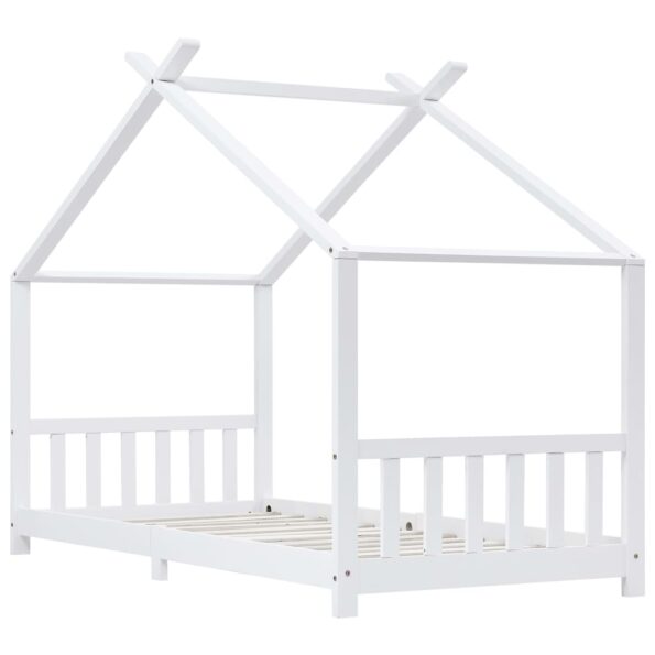 vidaXL Detský posteľný rám biely 90x200 cm borovicový masív – Obrázok 3
