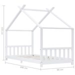 vidaXL Detský posteľný rám biely 90x200 cm borovicový masív – Obrázok 9