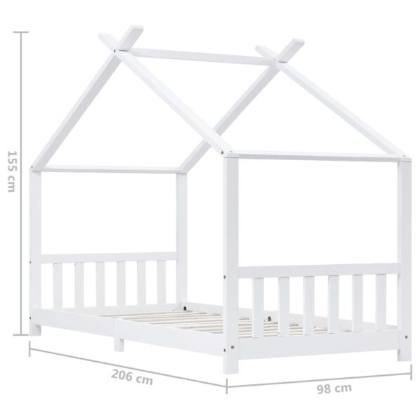 vidaXL Detský posteľný rám biely 90x200 cm borovicový masív – Obrázok 9