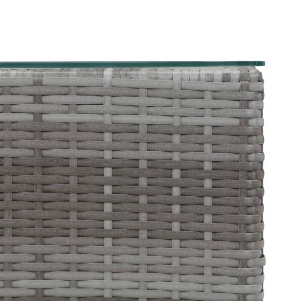 vidaXL Bočné stolíky so sklenenou doskou 3 ks sivé polyratanové – Obrázok 6