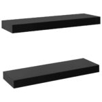 vidaXL Plávajúce nástenné police 2 ks čierne 40x20x3,8 cm – Obrázok 2