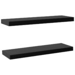 vidaXL Plávajúce nástenné police 2 ks čierne 80x20x3,8 cm – Obrázok 2