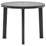 vidaXL Záhradný stôl, antracitový 89 cm, plast