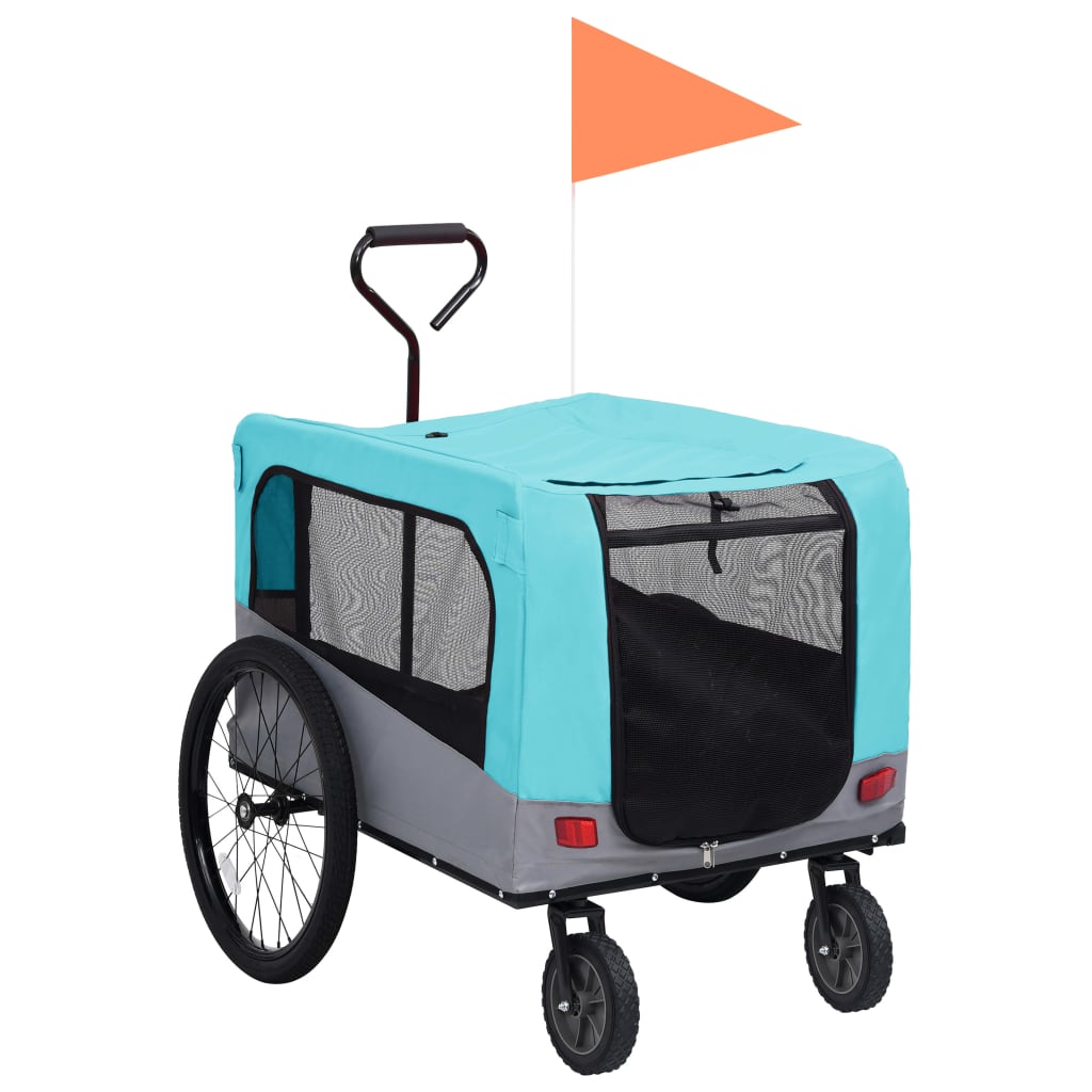 VXL8719883868851_a_en_hd_1.jpg vidaXL Vozík pre domáce zvieratá na bicykel/beh 2-v-1, modro sivý – Obrázok 1