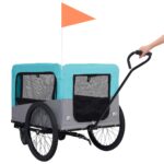 vidaXL Vozík pre domáce zvieratá na bicykel/beh 2-v-1, modro sivý – Obrázok 2