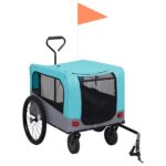 vidaXL Vozík pre domáce zvieratá na bicykel/beh 2-v-1, modro sivý – Obrázok 3