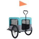 vidaXL Vozík pre domáce zvieratá na bicykel/beh 2-v-1, modro sivý – Obrázok 6