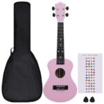 vidaXL Sopránové ukulele s taškou pre deti ružové 23" – Obrázok 3
