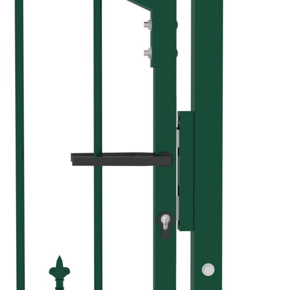 vidaXL Plotová brána EMMEN s hrotmi, oceľ 104x97 cm, zelená – Obrázok 4