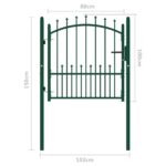 vidaXL Plotová brána EMMEN s hrotmi, oceľ 104x97 cm, zelená – Obrázok 5
