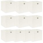 vidaXL Úložné boxy 10 ks, biele 32x32x32 cm, látka