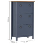 vidaXL Skrinka na topánky Hill, sivá 72x35x124 cm, borovicový masív – Obrázok 4