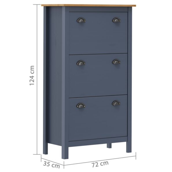 vidaXL Skrinka na topánky Hill, sivá 72x35x124 cm, borovicový masív – Obrázok 4