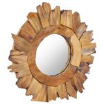 vidaXL Nástenné zrkadlo 40 cm okrúhle teakové drevo – Obrázok 2