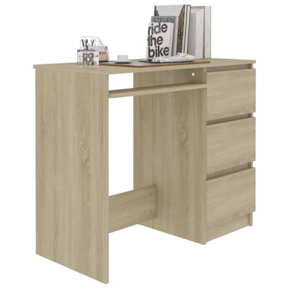 vidaXL Písací stôl, dub sonoma 90x45x76 cm, kompozitné drevo – Obrázok 3