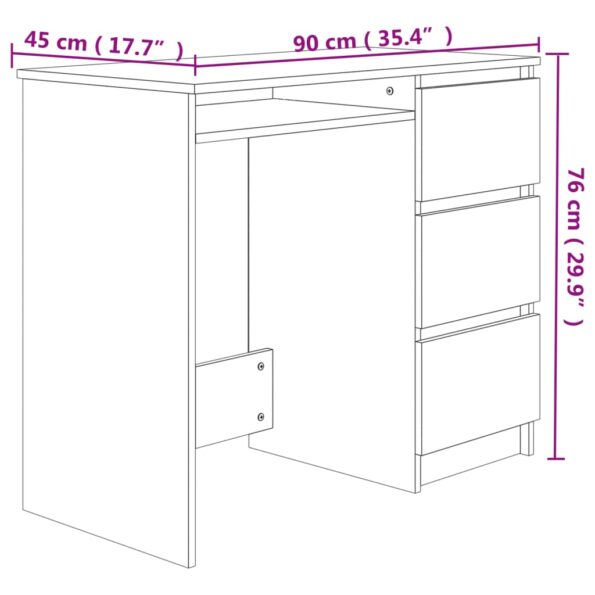 vidaXL Písací stôl, dub sonoma 90x45x76 cm, kompozitné drevo – Obrázok 7