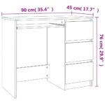 vidaXL Písací stôl, dub sonoma 90x45x76 cm, kompozitné drevo – Obrázok 8