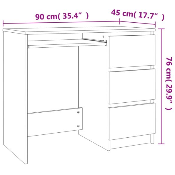 vidaXL Písací stôl, dub sonoma 90x45x76 cm, kompozitné drevo – Obrázok 8