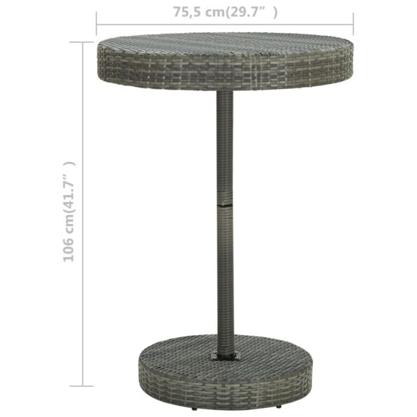 vidaXL Záhradný stolík sivý 75,5x106 cm polyratanový – Obrázok 4