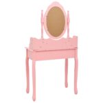 vidaXL Toaletný stolík so stoličkou, ružový 75x69x140 cm, paulovnia – Obrázok 6