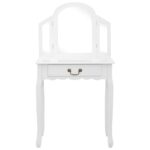 vidaXL Toaletný stolík so stoličkou biely 65x36x128 cm drevo paulovnie MDF – Obrázok 3