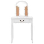 vidaXL Toaletný stolík so stoličkou biely 65x36x128 cm drevo paulovnie MDF – Obrázok 4