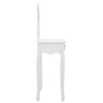 vidaXL Toaletný stolík so stoličkou biely 65x36x128 cm drevo paulovnie MDF – Obrázok 5