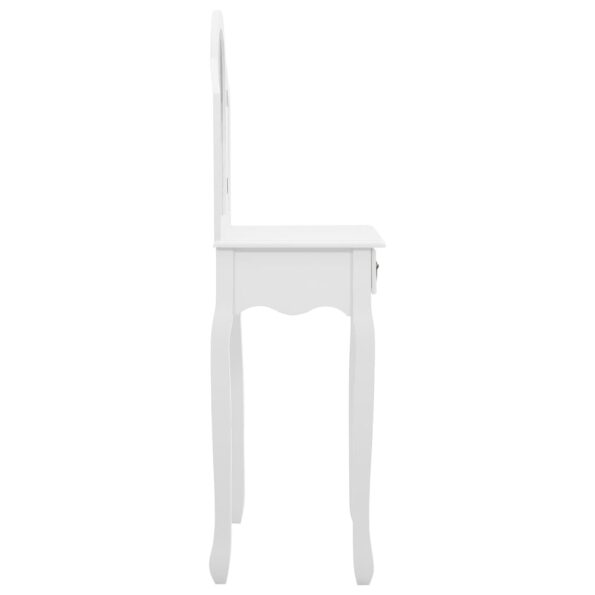 vidaXL Toaletný stolík so stoličkou biely 65x36x128 cm drevo paulovnie MDF – Obrázok 5
