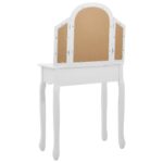 vidaXL Toaletný stolík so stoličkou biely 65x36x128 cm drevo paulovnie MDF – Obrázok 6