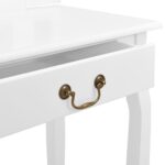 vidaXL Toaletný stolík so stoličkou biely 65x36x128 cm drevo paulovnie MDF – Obrázok 8