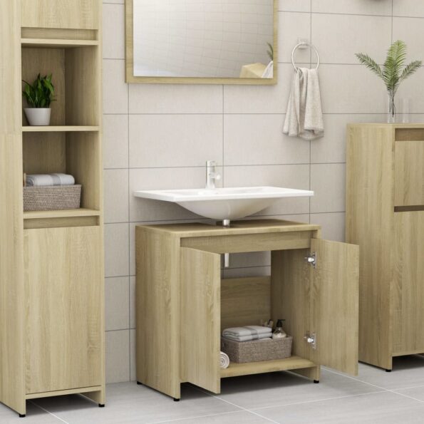 vidaXL Skrinka do kúpeľne, dub sonoma 60x33x61 cm, kompozitné drevo – Obrázok 3