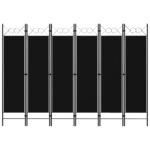 vidaXL Paraván so 6 panelmi, čierny 240x180 cm
