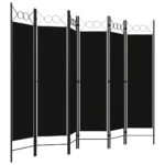 vidaXL Paraván so 6 panelmi, čierny 240x180 cm – Obrázok 3
