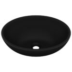 vidaXL Luxusné oválne umývadlo matné čierne 40x33 cm keramické – Obrázok 2