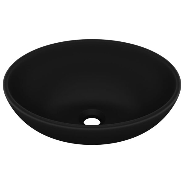 vidaXL Luxusné oválne umývadlo matné čierne 40x33 cm keramické – Obrázok 2
