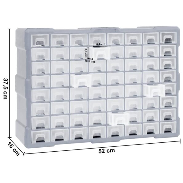 vidaXL Organizér so 64 zásuvkami 52x16x37,5 cm – Obrázok 9