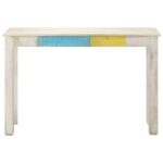 vidaXL Konzolový stolík biely 115x35x77 cm surový mangovníkový masív – Obrázok 2