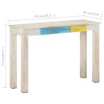 vidaXL Konzolový stolík biely 115x35x77 cm surový mangovníkový masív – Obrázok 5