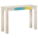 vidaXL Konzolový stolík biely 115x35x77 cm surový mangovníkový masív – Obrázok 6