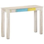 vidaXL Konzolový stolík biely 115x35x77 cm surový mangovníkový masív – Obrázok 7