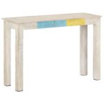 vidaXL Konzolový stolík biely 115x35x77 cm surový mangovníkový masív – Obrázok 9