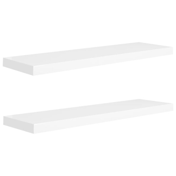 vidaXL Plávajúce nástenné police 2 ks, biele 90x23,5x3,8 cm, MDF – Obrázok 2