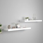 vidaXL Plávajúce nástenné police 2 ks, biele 90x23,5x3,8 cm, MDF