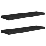vidaXL Plávajúce nástenné police 2 ks, čierne 90x23,5x3,8 cm, MDF – Obrázok 2