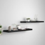 vidaXL Plávajúce nástenné police 2 ks, čierne 90x23,5x3,8 cm, MDF