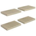 vidaXL Plávajúce nástenné police 4 ks, dubové 40x23x3,8 cm, MDF – Obrázok 2