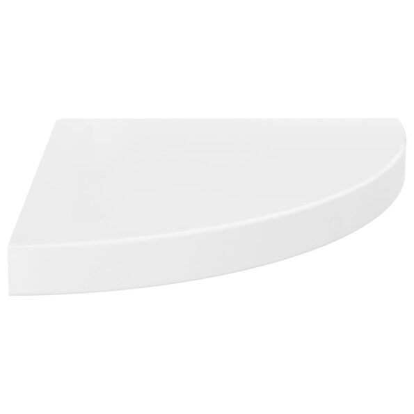 vidaXL Plávajúce rohové police 4 ks, lesklé biele 35x35x3,8 cm, MDF – Obrázok 4